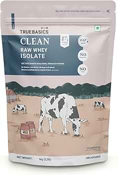 TrueBasics Clean Raw Whey Protein Concentrate Powder